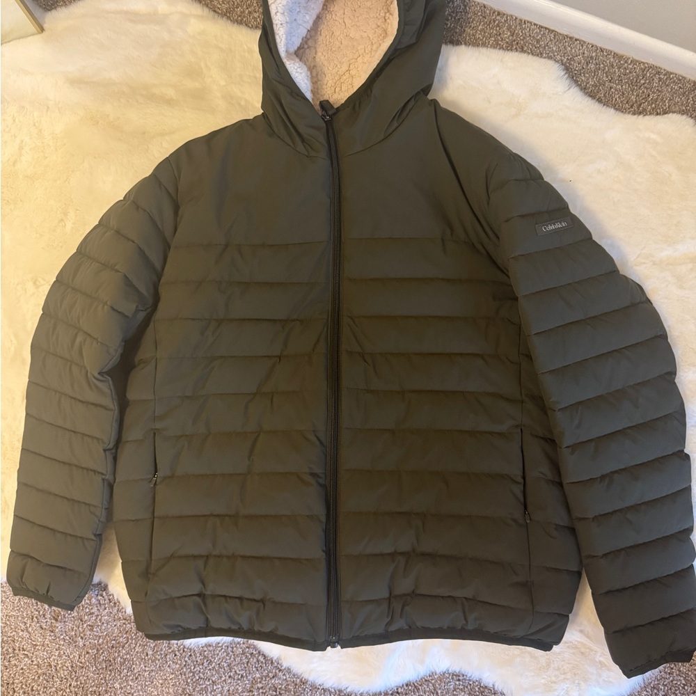 Calvin Klein Green Puffer Jacket with Hood